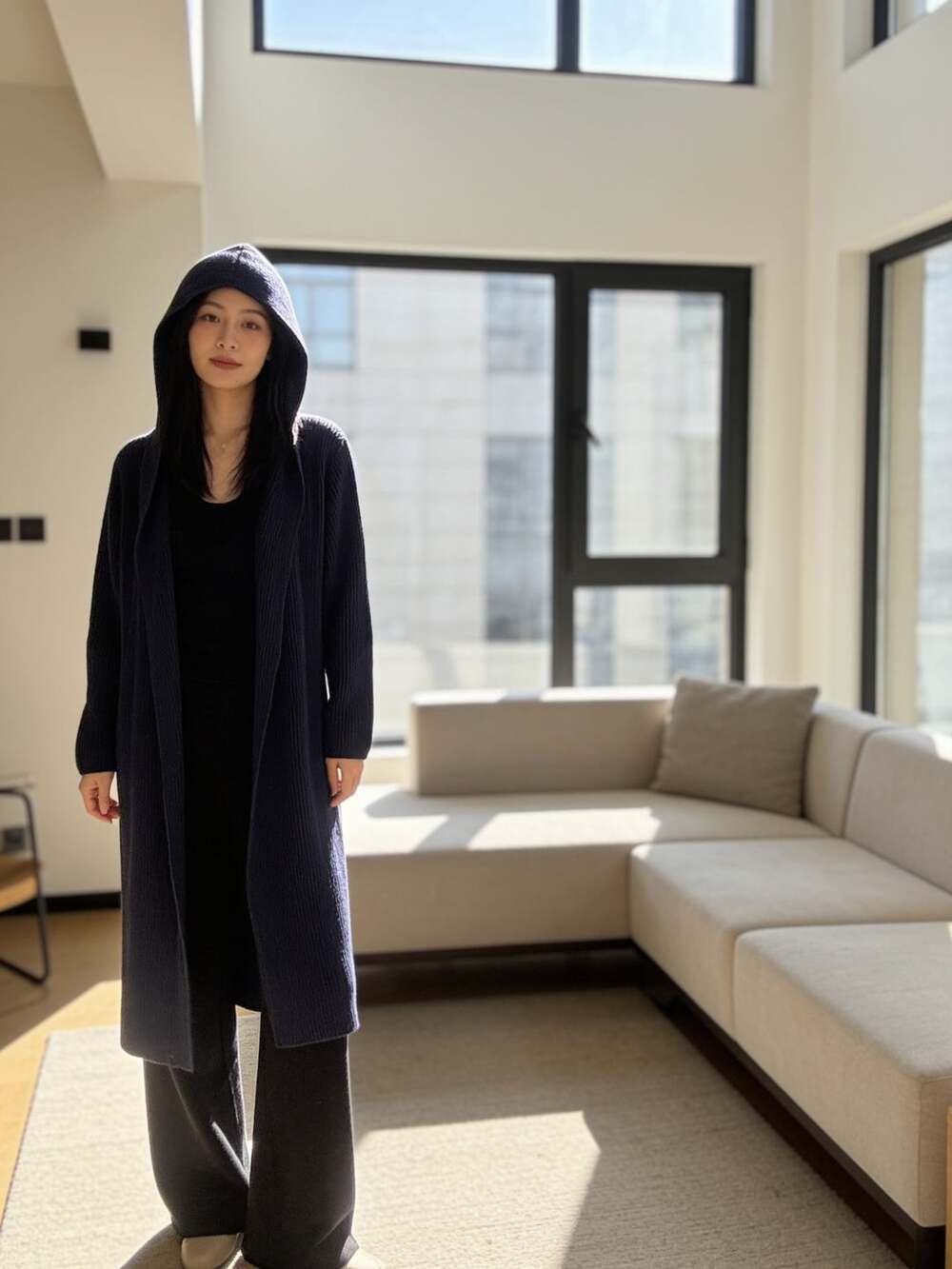 Ralph Lauren Petite P/L Navy Blue Hooded Cardigan